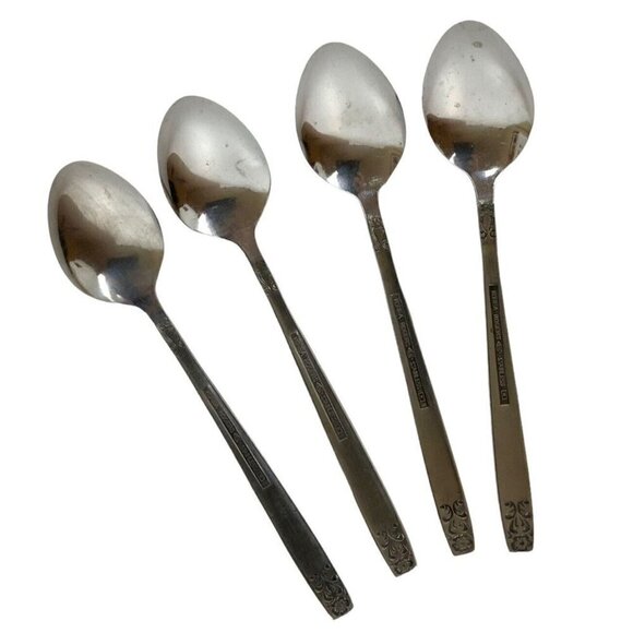 Rogers by Stanley Roberts Danesmore 4 Teaspoons Satin Stainless Steel 1970s - Picture 2 of 4